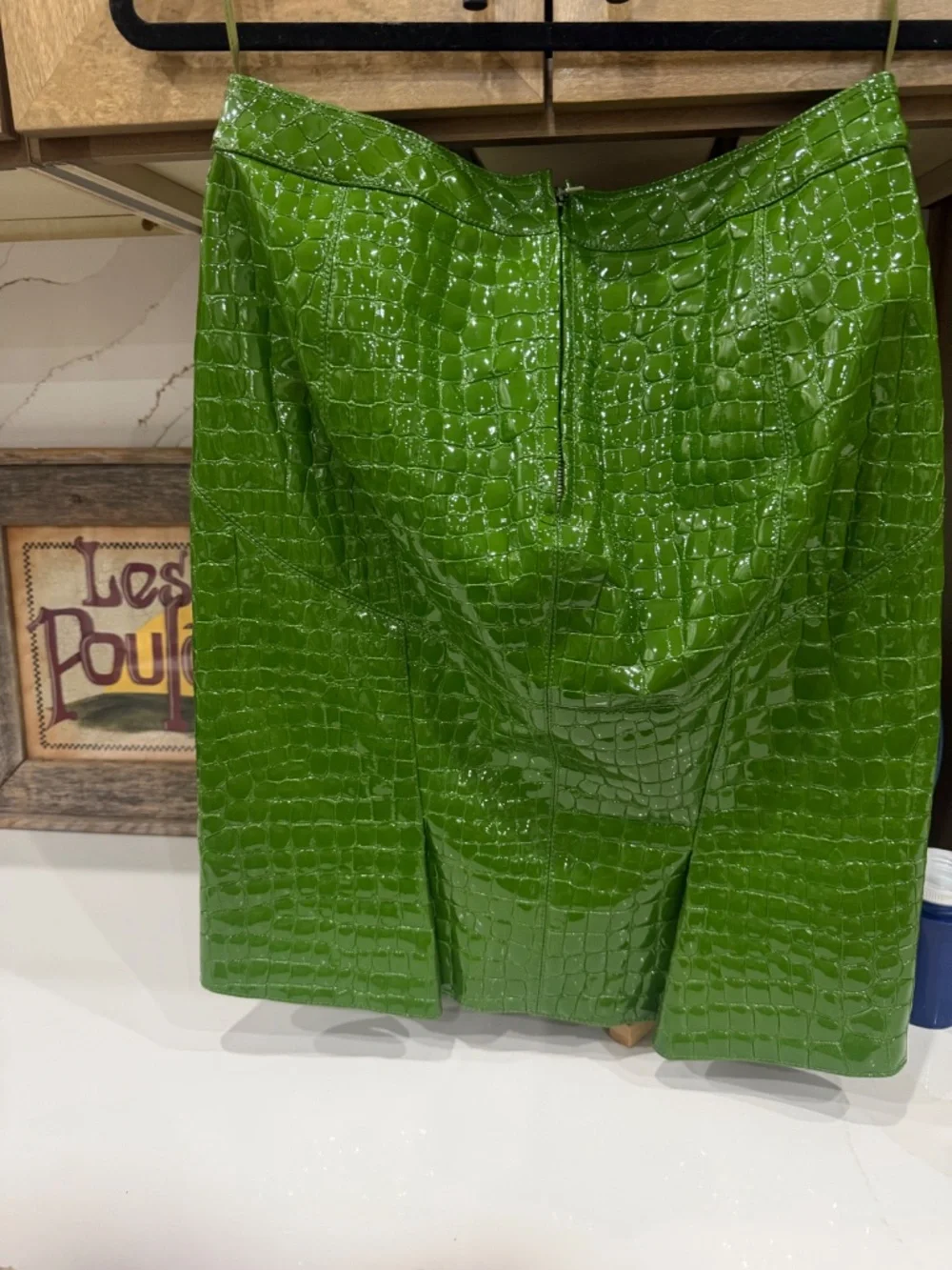 TOM FORD Green Croc-Embossed Patent Leather Mini Skirt IT 40 / US 4